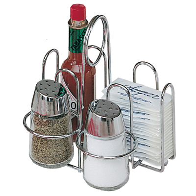 RACK POUR 4 ELEMENTS A CONDIMENTS 14,5x12x14,5 CM ARGENTE FER (1 UNITÉ)