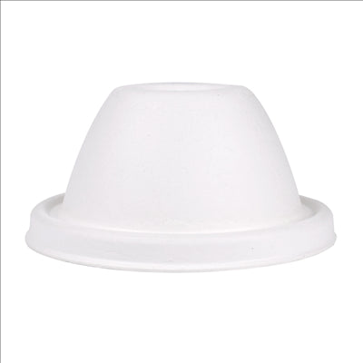 COUVERCLES HAUTS GOBELETS Ø9 CM 'BIONIC' 9x4,5 CM BLANC BAGASSE (1000 UNITÉS)