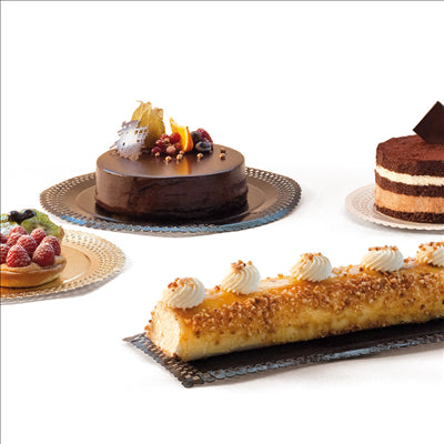 PLATEAUX DENTELÉS 'ERIK' 1200 G/M2 + 300 G/M2 PP Ø 40 CM DORE CARTON (100 UNITÉS)