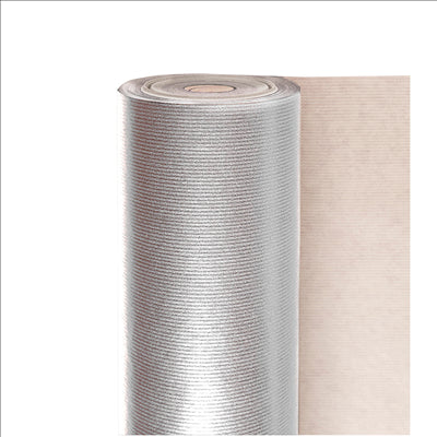 PAPIER CADEAU 100 M 60 G/M2 70 CM ARGENTE KRAFT VERGÉ (1 UNITÉ)
