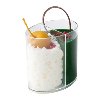 RÉCIPIENTS INJECTÉS RÉUTILISABLES "ELLIPSES" 2x60 ML 6,5x4,5x6,5 CM TRANSPARENT PS (300 UNITÉS)