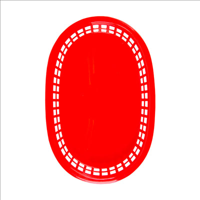 CORBEILLE ALLONGÉE 28x17,5x4 CM ROUGE PP (12 UNITÉS)