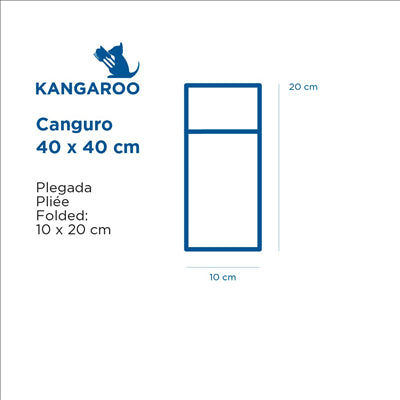SERVIETTES KANGOUROU ECOLABEL 2 PLIS 18 G/M2 40x40 CM BLANC OUATE (1000 UNITÉS)