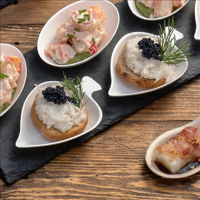 RÉCIPIENT FEUILLE 'BIONIC' 9x6x1,2 CM BLANC BAGASSE (1000 UNITÉS)