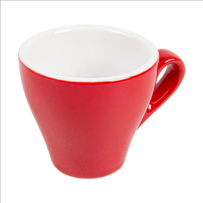 TASSES CAFÉ 'AKALA' 70 ML Ø6,3/3,4x6 CM ROUGE/BLANC PORCELAINE (6 UNITÉS)