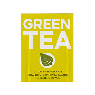RINCE-DOIGTS RAFRAÎCHISSANTS "GREEN TEA" 6x8 CM BLANC CELLULOSE (2000 UNITÉS)