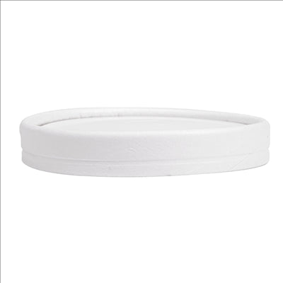 COUVERCLES POUR GOBELETS 280 G/M2 + PE Ø 9 CM BLANC CARTON (1000 UNITÉS)