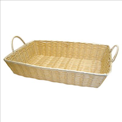 CORBEILLES SIMILAIRE OSIER RECTANGULAIRES AVEC ANSES 48x35x10 CM NATUREL PP (12 UNITÉS)