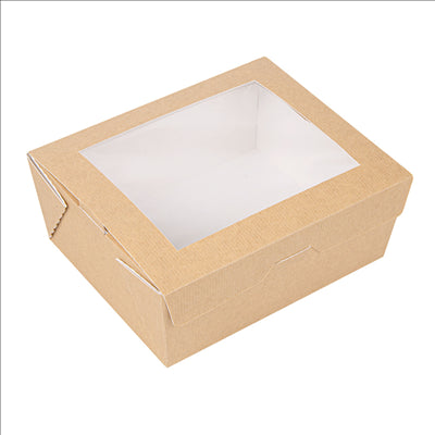 BOÎTES AVEC FENÊTRE 'THEPACK' 1350 ML 220 G/M2 + OPP 15,3x12,1x6,4 CM NATUREL CARTON ONDULÉ NANO-MICRO (200 UNITÉS)