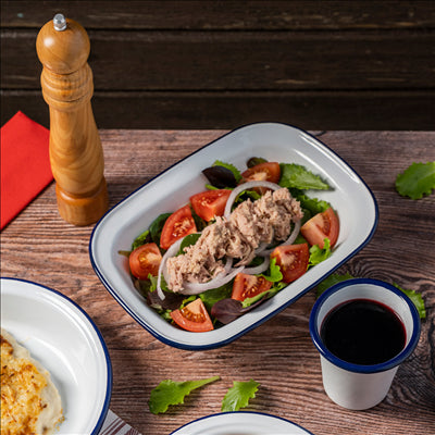 BOLS RECTANGULAIRES 'ENAMELWARE' 330 ML 18x13x4 CM BLANC ACIER ÉMAILLÉ (6 UNITÉS)