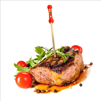 PIQUES "PERLE" 12 (h) CM ROUGE BAMBOU (100 UNITÉS)