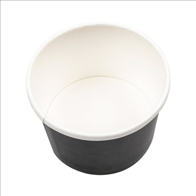 RÉCIPIENTS + COUVERCLES 240 ML - 8 oz 300 + 18 PE G/M2 Ø9/7,5x6 CM NOIR CARTON (250 UNITÉS)