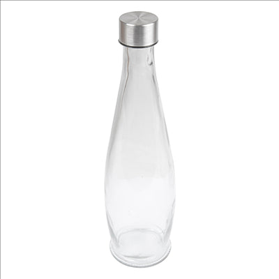 BOUTEILLE + COUVERCLE INOX 'WAKI GLASS' 930 ML Ø9x32 CM TRANSPARENT VERRE (24 UNITÉS)