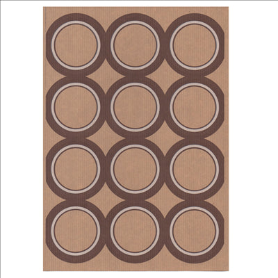 100 FEUILLES DIN A4 12 ÉTIQUETTES RONDES Ø 6,4 CM KRAFT (1 UNITÉ)