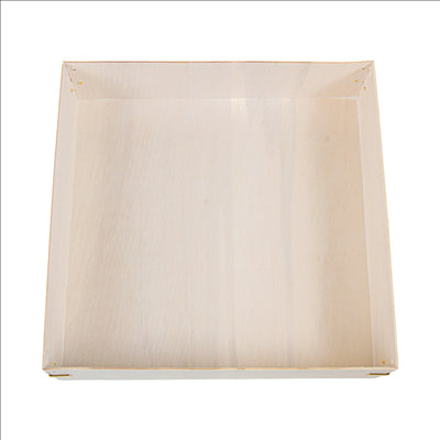 PLATEAUX RECTANGULAIRES AVEC COUVERCLE 'WOOD' 26x26x6,2 CM NATUREL BOIS (10 UNITÉS)