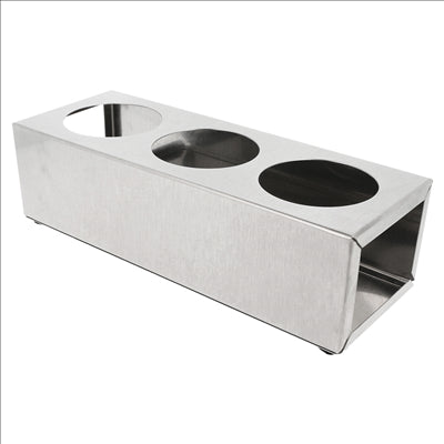 PORTE 3 POIRES À SAUCES 360/ 720 ML 28x10x8 CM ARGENTE INOX (1 UNITÉ)