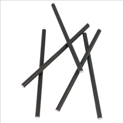 PAILLES DROITES COCKTAIL 'PAPER'  Ø0,60x14 CM NOIR PAPIER (3000 UNITÉS)