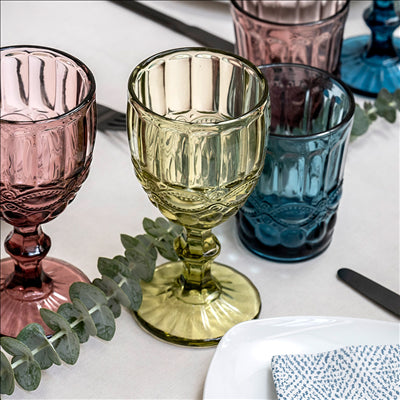 VERRES À PIED À VIN VINTAGE 'WAKI GLASS' 260 ML Ø8x15.5 CM VERT VERRE (6 UNITÉS)