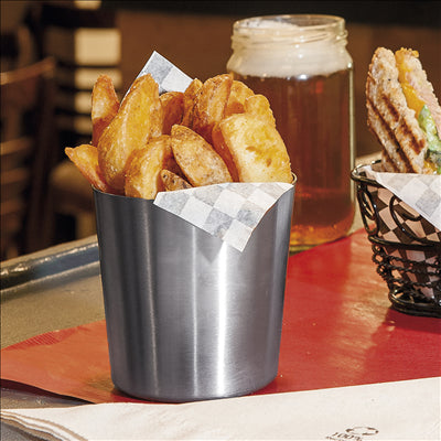 MINI RÉCIPIENTS À FRITES CLASSIQUES, LISSES Ø 8,5x8,5 CM ARGENTE INOX (12 UNITÉS)