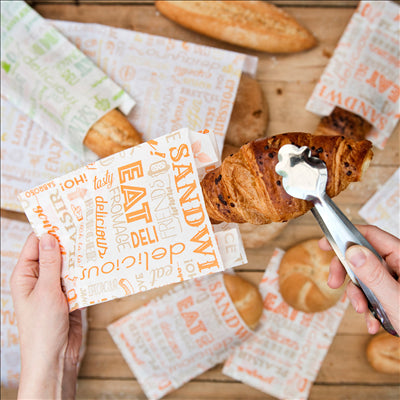 SACHETS CROISSANTS 'PAROLE' 33 G/M2 12+5x14 CM BLANC CELLULOSE (500 UNITÉS)