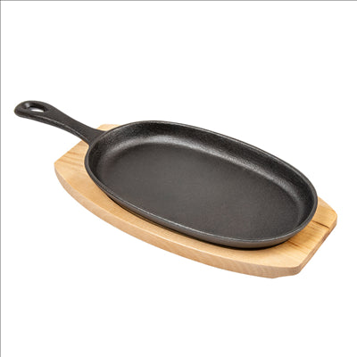 ASSIETTE CHAMPÊTRE + SUPPORT EN BOIS 23,5x13,5 CM NOIR FER (8 UNITÉS)