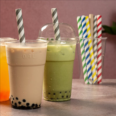 PAILLES DROITES À FRANGES 'BUBBLE TEA' 'PAPER' Ø1,2x20 CM ASSORTI PAPIER (2400 UNITÉS)