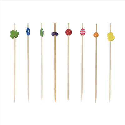 PIQUES DÉCORÉES 12 (h) CM ASSORTI BAMBOU (100 UNITÉS)