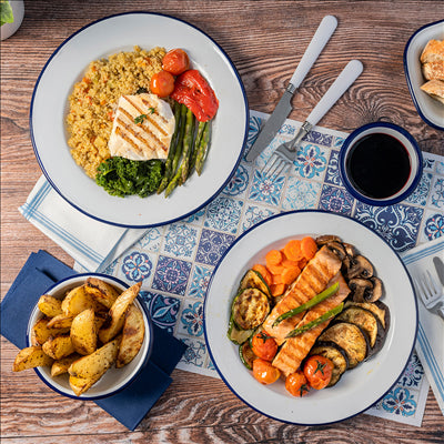 ASSIETTES PLATES 'ENAMELWARE' Ø 25,5x2 CM BLANC ACIER ÉMAILLÉ (6 UNITÉS)