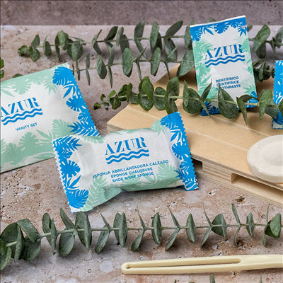 ÉPONGES CHAUSSURES EN SACHET BLANC 'AZUR' 5,5x3,5x2,2 CM NOIR (250 UNITÉS)