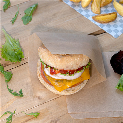 PAPIER INGRAISSABLES OUVERT 2 CÔTÉS FAST FOOD  34 G/M2 16x16,5 CM NATUREL PARCH.INGRAISSABLE (500 UNITÉS)