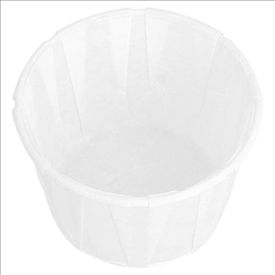 POTS TRAITEUR PAPIER PLISSÉ 60 ML (2 oz) 80 G/M2 Ø5,5/3,9x3,5 CM BLANC PARCH.INGRAISSABLE (1000 UNITÉS)