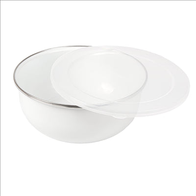 BOLS AVEC COUVERCLE 'ENAMELWARE' 1000 ML Ø 18x7,3 CM BLANC ACIER ÉMAILLÉ (6 UNITÉS)