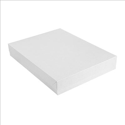 PLATEAUX + COUVERCLE 'THEPACK' 280 G/M2 40,5x30,5x6 CM BLANC CARTON ONDULÉ MICROCANAL (150 UNITÉS)