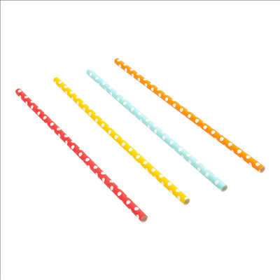 PAILLES DROITES À POIS 'PAPER' Ø0,60x21 CM ASSORTI PAPIER (3000 UNITÉS)