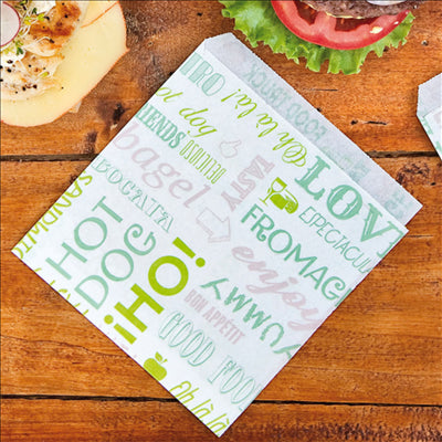 PAPIER INGRAISSABLES OUVERT 2 CÔTÉS FAST FOOD 'PAROLE' 35 G/M2 13x14 CM BLANC PARCH.INGRAISSABLE (1000 UNITÉS)