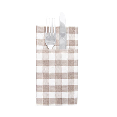 SERVIETTES KANGOUROU 'LIKE LINEN - VICHY' 70 G/M2 40x40 CM TAUPE SPUNLACE (700 UNITÉS)