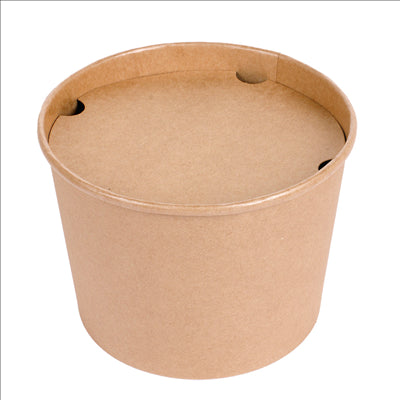 CONTAINERS POULET + COUVERCLES 1920 ML 337 + 18PE G/M2 Ø 16,8/13,9x12,3 CM NATUREL KRAFT (300 UNITÉS)