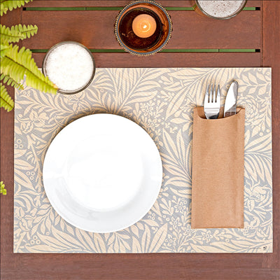 SACS COUVERTS + SERVIETTE 'JUST IN TIME' 80+10PE G/M2 8,5x19,5 CM NATUREL KRAFT VERGÉ (250 UNITÉS)