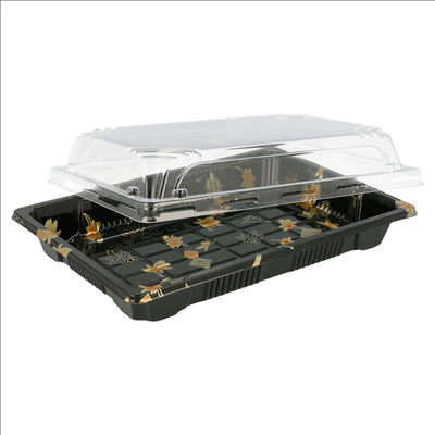 RÉCIPIENTS + COUVERCLES POUR "SUSHI" 18,8x13,3x4,5 CM NOIR PS (400 UNITÉS)