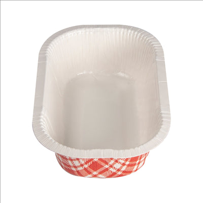 BARQUETTES THERMO FIXANTES 'VICHY' 405 ML 390 G/M2 + 25G/M2 PET 16x10x4,5 CM BLANC CARTON (1000 UNITÉS)