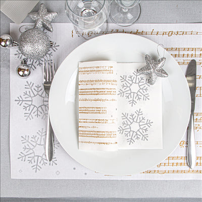 SERVIETTES "DOUBLE POINT" 'SNOW' 18 G/M2 33x33 CM BLANC OUATE (1200 UNITÉS)