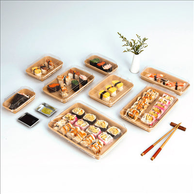 RÉCIPIENTS POUR "SUSHI"  20PE + 280 +16PE G/M2 18,5x12,9x2,4 CM NATUREL KRAFT (600 UNITÉS)