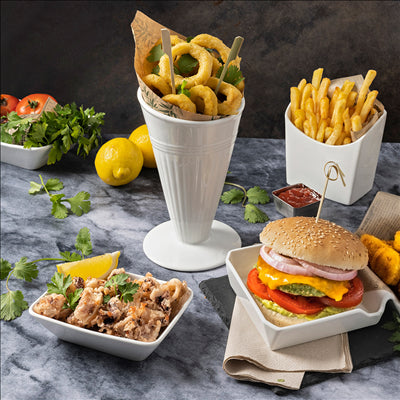 GOBELETS POUR FRITURES Ø11,8x19,8 CM BLANC PORCELAINE (6 UNITÉS)