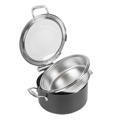 CHAFING DISH ROND AVEC FENÊTRE 4 L Ø 28x38,2x16,8 CM NOIR INOX + CRISTAL (1 UNITÉ)