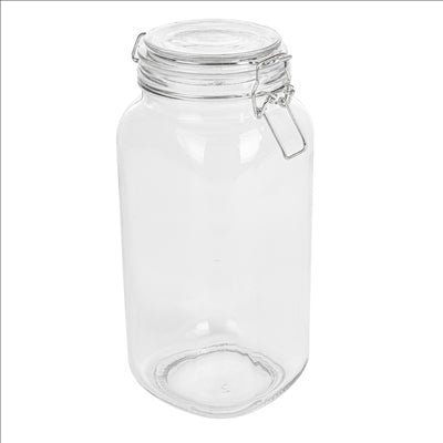 POT STOCKAGE + FERMETURE CLIP 'WAKI GLASS' 2 L Ø 10,5x26 CM TRANSPARENT VERRE (12 UNITÉS)