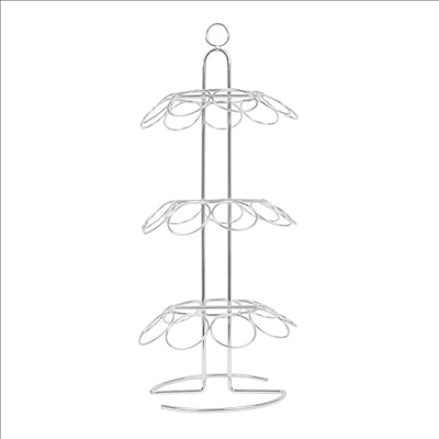 DISPLAY 27 CÔNES Ø4,2 CM 'ARTINOX' Ø18x42,5 CM ARGENTE METAL (1 UNITÉ)