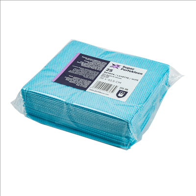 25 U. LAVETTES "SUPER PERFOKLEEN" 80 G/M2 36x42,5 CM BLEU VISCOSE (6 UNITÉS)