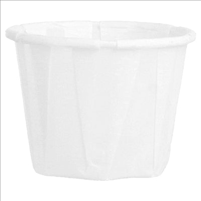 POTS TRAITEUR PAPIER PLISSÉ 22 ML (0,7 oz) 80 G/M2 Ø3,8/2,6x2,8 CM BLANC PARCH.INGRAISSABLE (1000 UNITÉS)