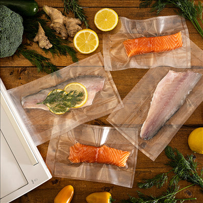 POCHES GAUFRÉES EMBALLAGE SOUS VIDE 180 G/M2 90µ 20x30 CM TRANSPARENT PA/PE (100 UNITÉS)