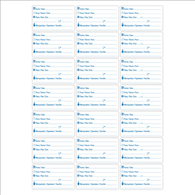 100 FEUILLES x 21 ÉTIQUETTES POUR BARQUETTES TESTEUR 6,8x3,8 CM BLANC PAPIER (1 UNITÉ)